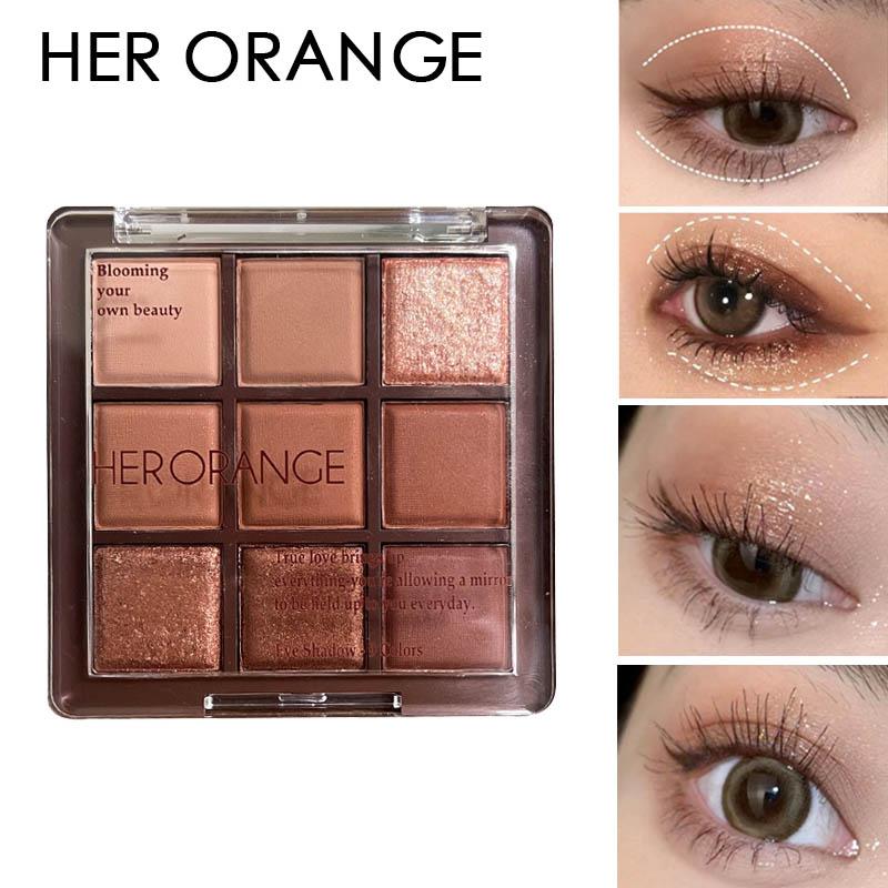 HER ORANGE Девятицветная палитра теней для век жемчужные матовые большие блестки тонкие блестящие тени для век Sleeper