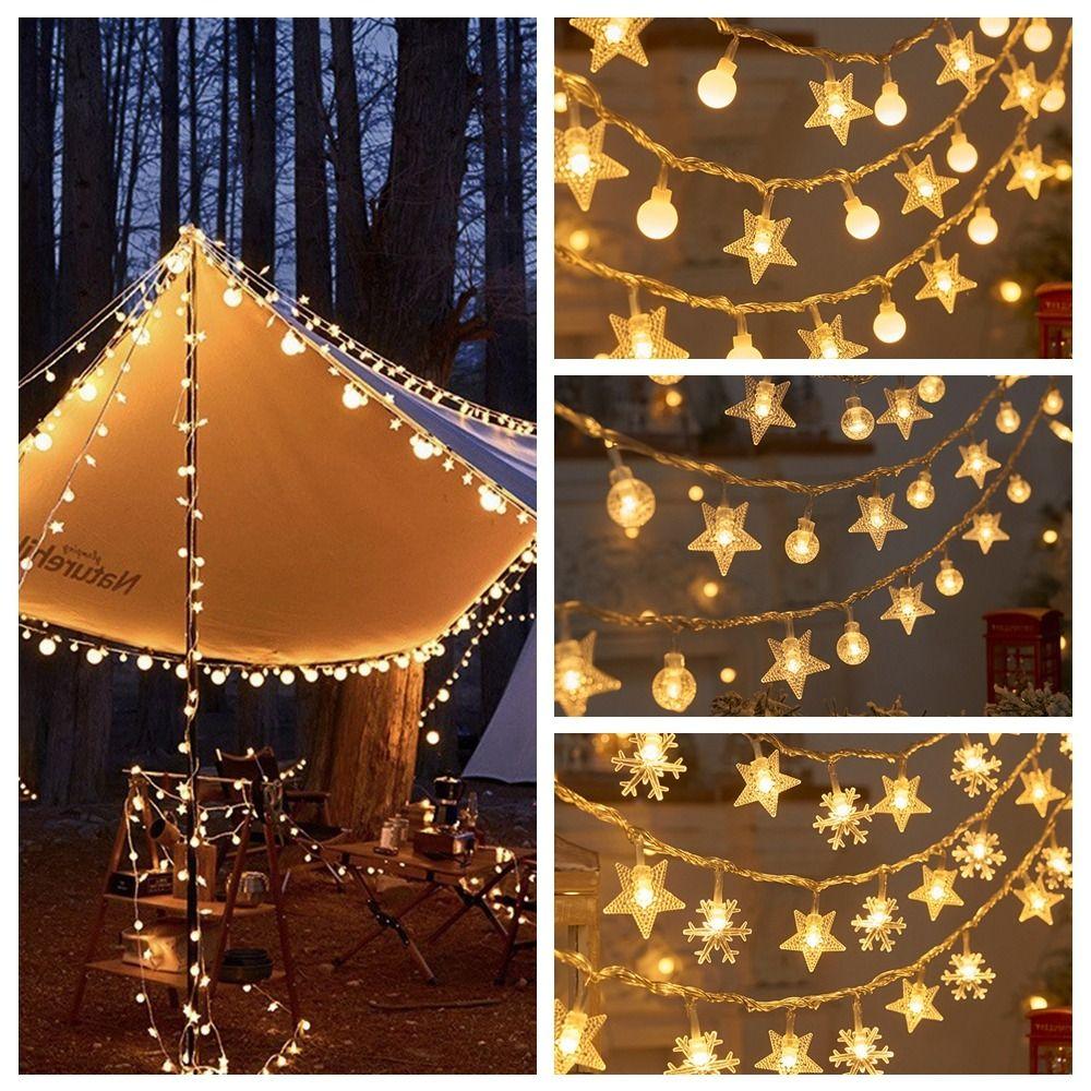 Fairy Light Snowflake Light String Flash Christmas Tree Lamp Stars String Lights Birthday Party