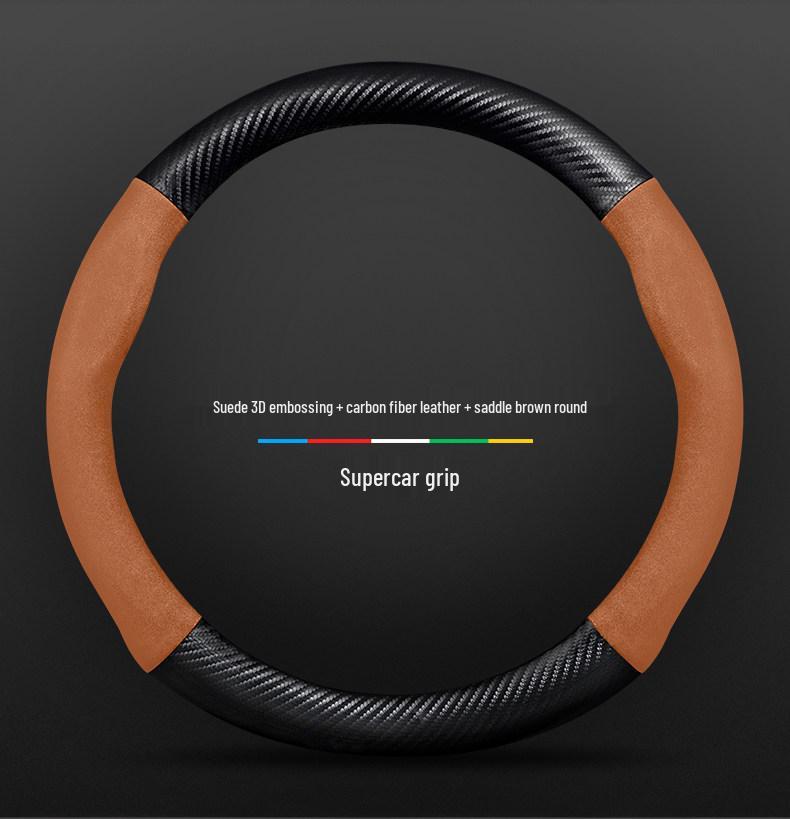 Нескользящая кожаная накладка на руль Toyota Prado из углеродного волокна