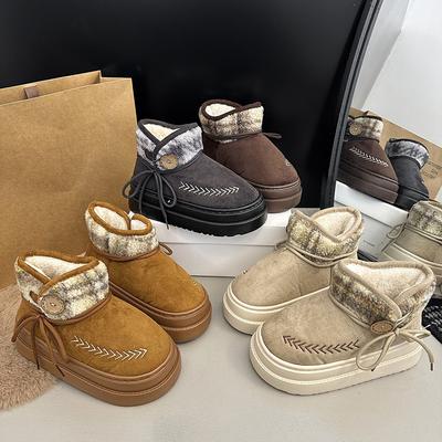 Женские легкие удобные зимние теплые сноубутсы на толстой подошве с мягкой подкладкой, нескользящие, с амортизацией, повседневные спортивные высокие хлопковые ботинки