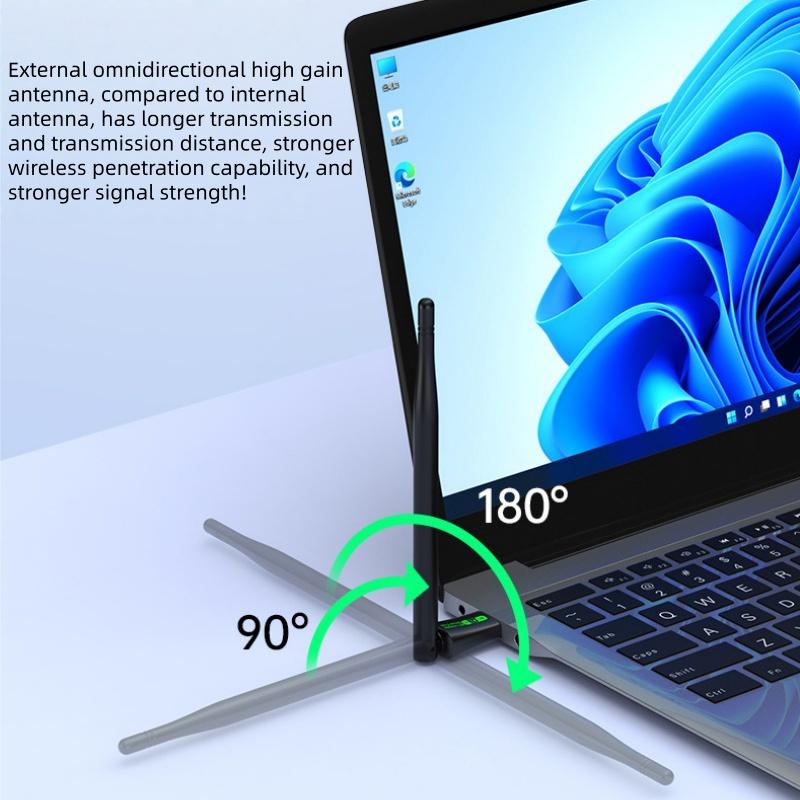 AX900 WIFI6 USB Adapter 900Mbps Bluetooth 5.4 Dual Band 2.4/5G Drive Free Network Receiver, Suitable for Computer Windows 10/11