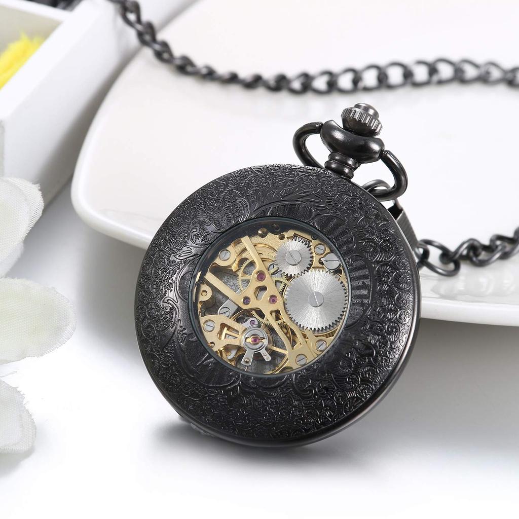 JewelryWe Pocket Watch Lock Retro Antique Roman Analog Pocket Watch Pendant Necklace Clock Not Waterproof Cosplay Event Halloween Birthday Anniversary
