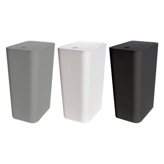 Bathroom Trash Can with Press Top Lid High Durability Large Capacity Solid Color Slim Wastebasket Garbage Can