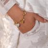 Women's 18k Gold Plated Heart Charm Bracelet Featuring Sturdy Stainless Steel and Stylish Zircon Accent Casual Wear