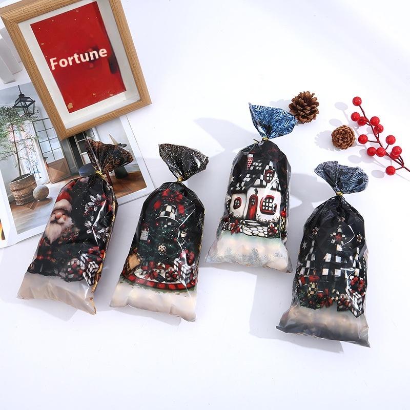 50/100Pcs Christmas Gift Bags Christmas Decorations For Home 2025 Xmas Gifts New Year 2026 Santa Claus Snowman Packaging Bags