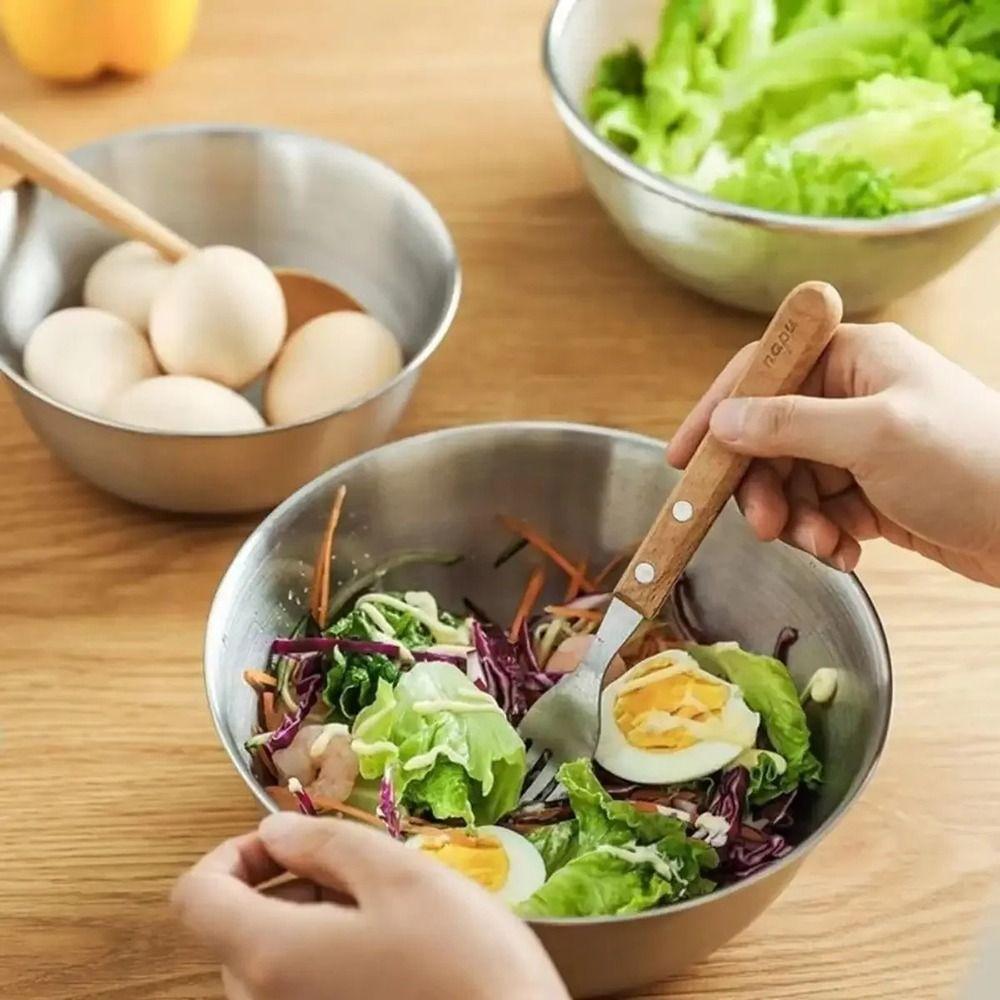 1Pcs Stainless Steel Salad Bowls Fruit Vegetable Noodle Container Mixing Bowls Baking Tool