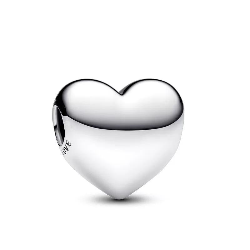 Sparking Diamond Heart Charm Beads Silver Bracelet Necklace DIY Jewelry Gift for Women