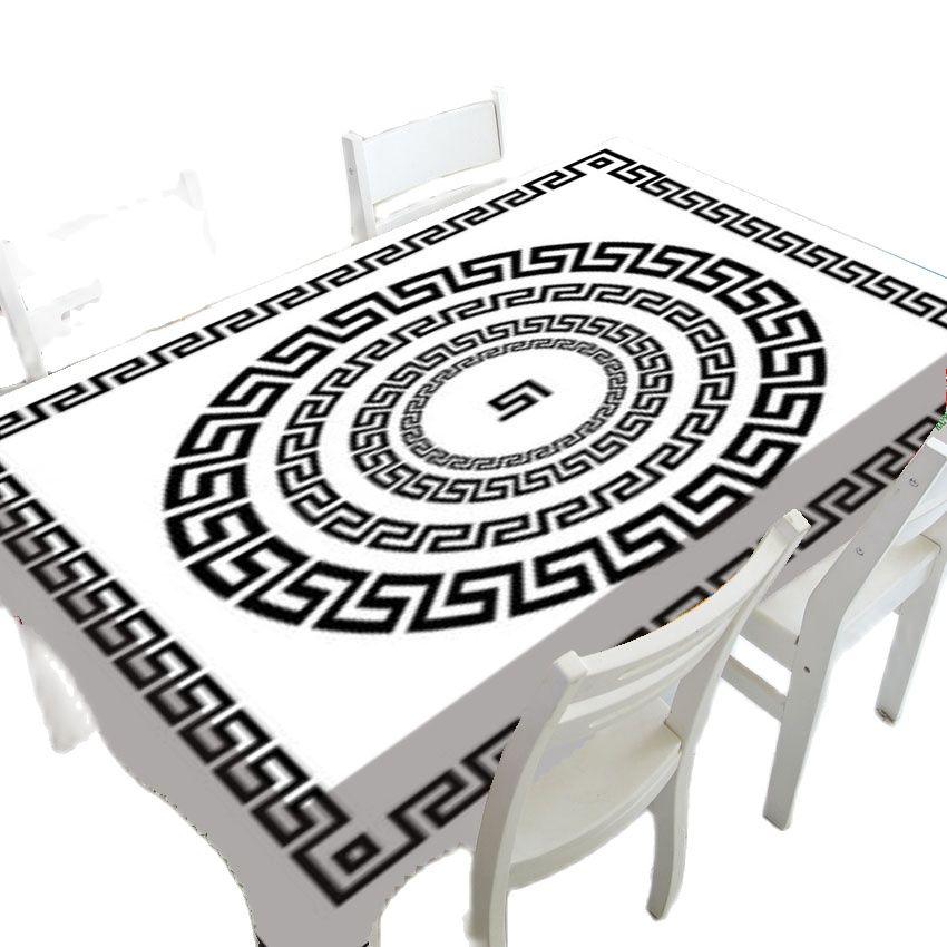 Черно-белая скатерть с овальным узором, домашний обеденный стол, декор для журнального столика, прямоугольная водонепроницаемая скатерть для пикника