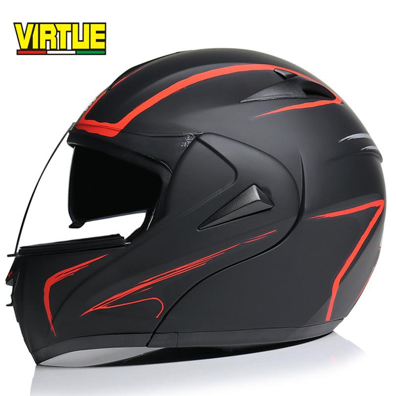 VIRTUE Motorsport Electric Non Motorcycle Helmet Men's Half Helmet Double Lens Full Helmet Running Helmet Carbon Fiber Pattern Road