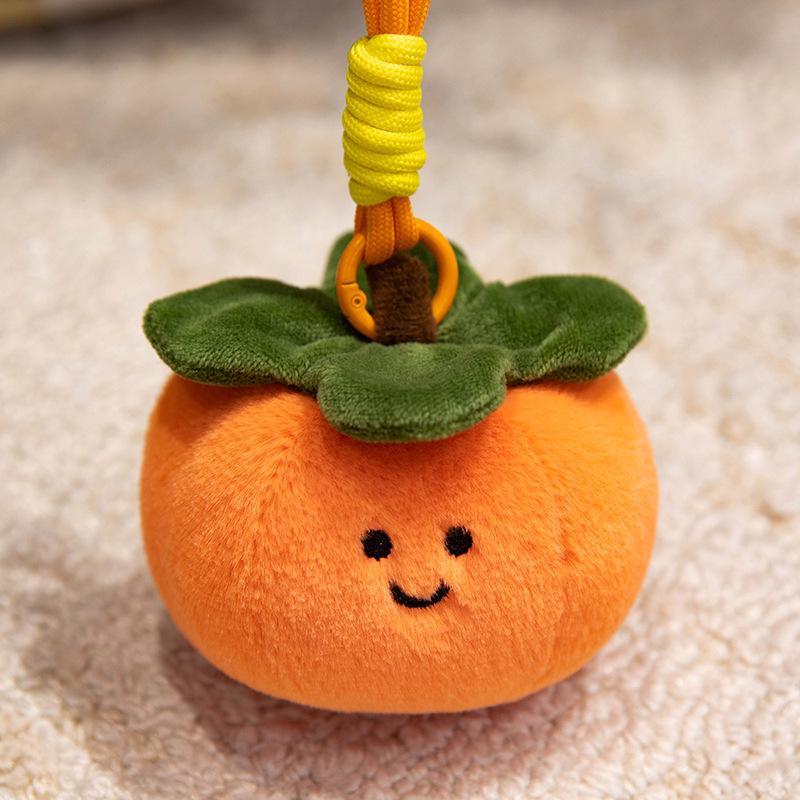 Fruit Plush Toy Backpack Ornament: Persimmon, Apple, Pear, Lemon, Tomato, Pumpkin Doll for Girls