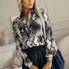 Женская блузка с принтом, длинным рукавом и лацканами, топ на все случаи жизни, рубашка для весны и лета