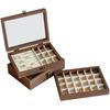 Elegant Wood Jewelry Box Glass Lid Ring Display Holder Multipurpose Jewelry Organizer  Desk