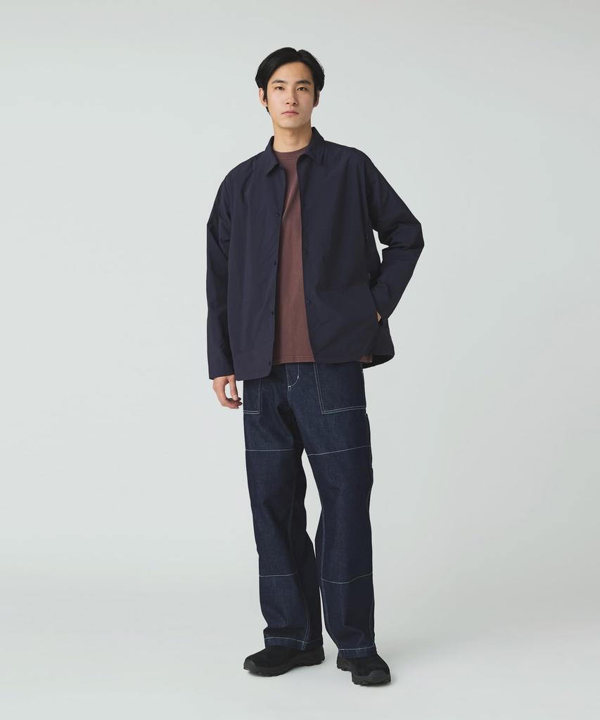 Snow Peak Nylon Tussah Utility Storage Shirt Long Size and SH-25AU001, Sleeve, Navy, L, Men's Women's