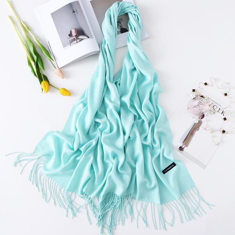 2024 Autumn And Winter New Solid Color Extended Thin Imitation Cashmere Scarf Versatile Warm Neck Protection Scarf Shawl For Women