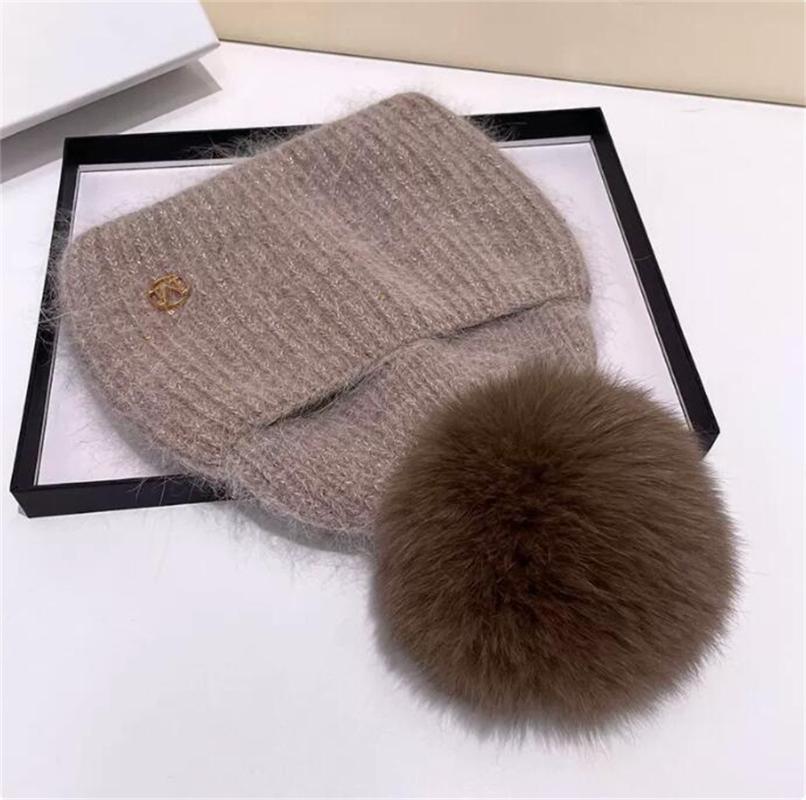 Шапка из натурального лисьего меха с помпоном, теплая зимняя шапка для женщин и девочек, шапка с натуральным помпоном, уличная лыжная вязаная толстая шапка