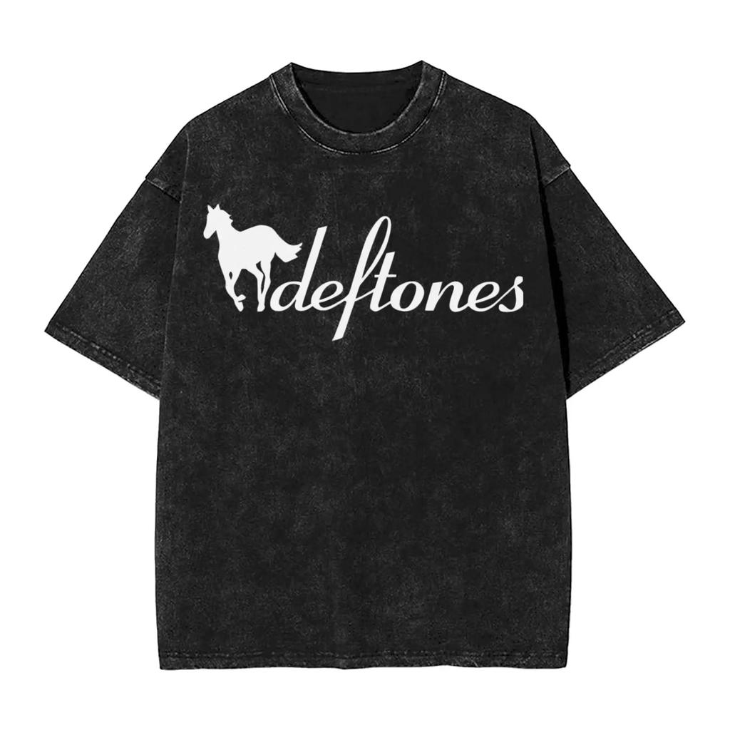 Новое поступление Мужская одежда Ohms Белый Пони Deftones Рок-группа Стиранная Футболка с коротким рукавом с круглым вырезом Y2k Мужская одежда Camisetas