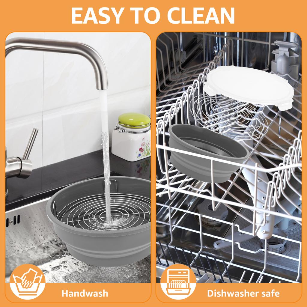 Foldable Batter Bowl Silicone Breading Shaker Bowl with Lid Breadcrumb Mixing Bowl Breading Shaker Container for Cooking Camping