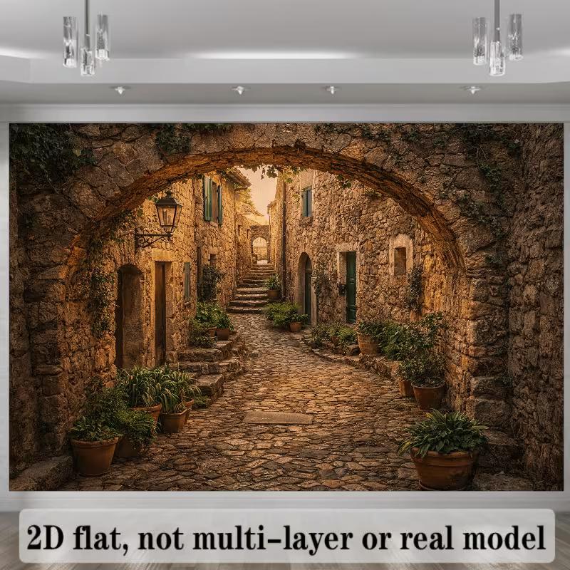 2D Фотофон для портрета на европейской деревенской улице