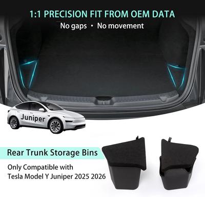 Для Tesla Model Y Juniper 2025 Бокс для хранения сбоку заднего багажника Органайзер для груза TPE Контейнер Коврик с флокированием Перегородка Аксессуары