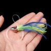 Silicone Artificial Tied Up Saltwater Octopus Bait Long Tail  Squid Skirt Feather Lure String Hook