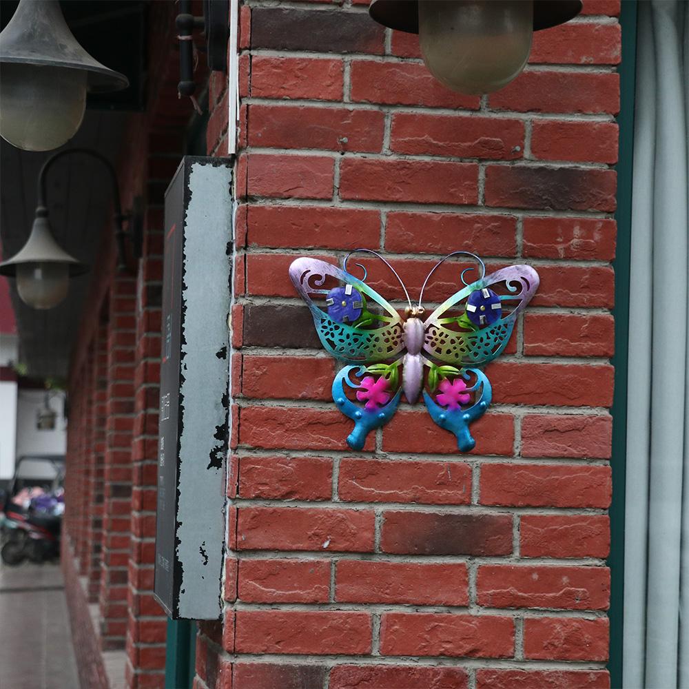 Beautiful Fence Ornament 3D Hanging Sculpture Metal Butterfly Wall Art Garden Decorative