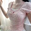 Sweet Cute Lace Trim Floral T Shirt Sexy Slim Patchwork Square Collar Short Sleeve Tees Women 2024 Summer Fashion Ladies