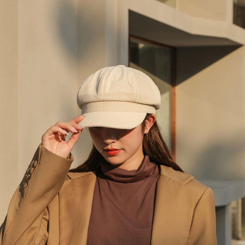 Вельветовые шапки для женщин, винтажная корейская восьмиугольная шляпа, литературный берет для отдыха, элегантная простая теплая шляпа художника, модная