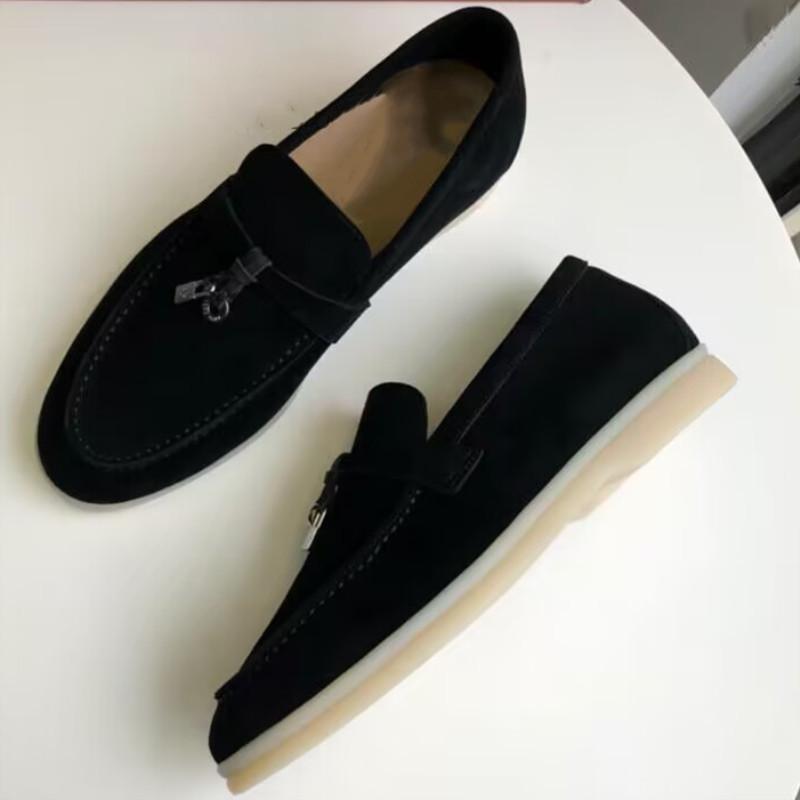 Women Loafers Suede Leather Flat Walking Shoes Casual Shoes