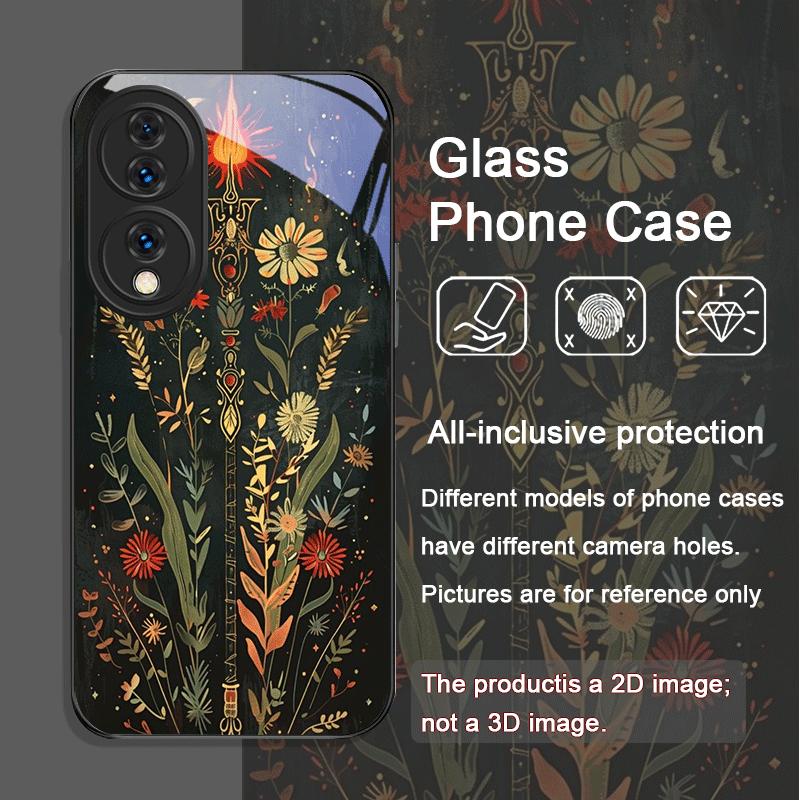 Эстетичный чехол из закаленного стекла с рисунком подсолнухов и луны для Huawei Nova 13 Pro 12 11SE 10 P60 P40 Mate 40 50 60 5G
