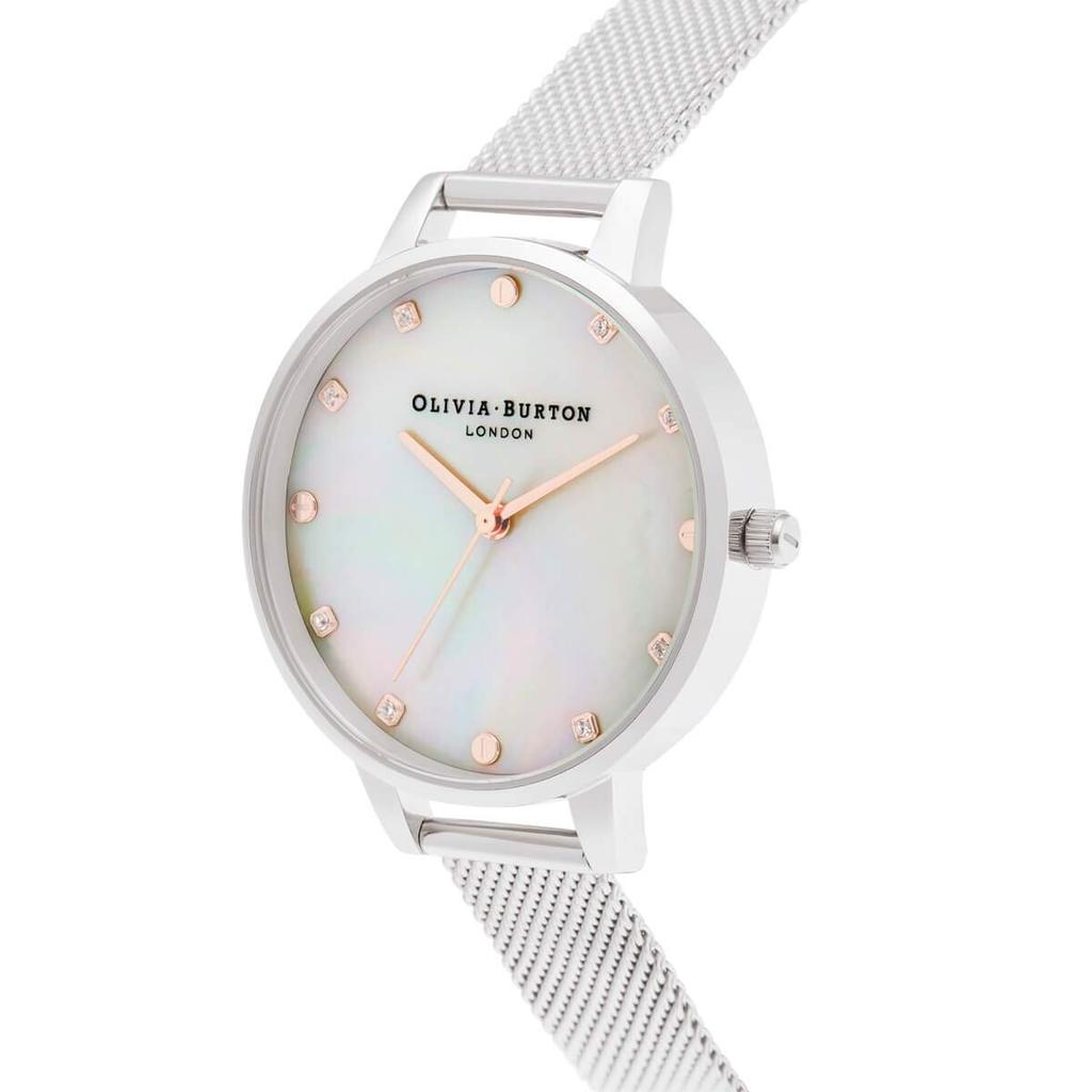 Authorized Distributor Olivia Burton Watch OB16SE07 Classics Demi Mother of Pearl Rose Gold Silver Mesh [OLIVIA BURTON] Women's &