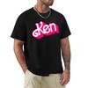 Men Summer Fashion Cotton T-Shirt Pink Ken Letter Print Tops Tees Male Casual O-Neck Clothing Short Sleeve Harajuku Streetwear