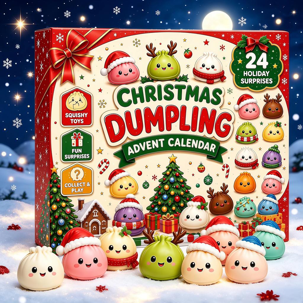 Christmas Squishies Advent Calendar 24 Days Countdown Dumpling Squishy Stress Relief Fidget Mystery Surprise Gift Box Decor
