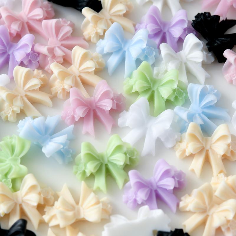 20/50Pcs Mixed Resin Double Layer Bowknot Nail Art Charms 3D Colorful Bow Nail Art Decorations Diy Manicure Parts Salon Supply