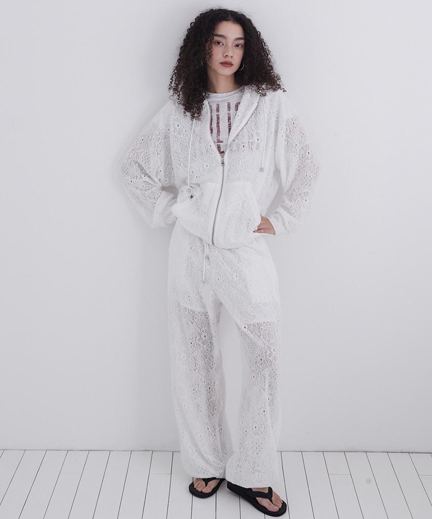 Soleubi Lace Side Fold Pants / White