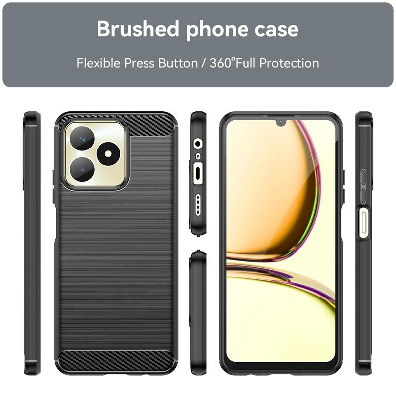 Для чехла Realme Note 50 Чехол OPPO Realme Note 50 Capas Armor Углеволокно Ударопрочный Бампер Задняя Мягкая TPU Накладка Realme Note 50