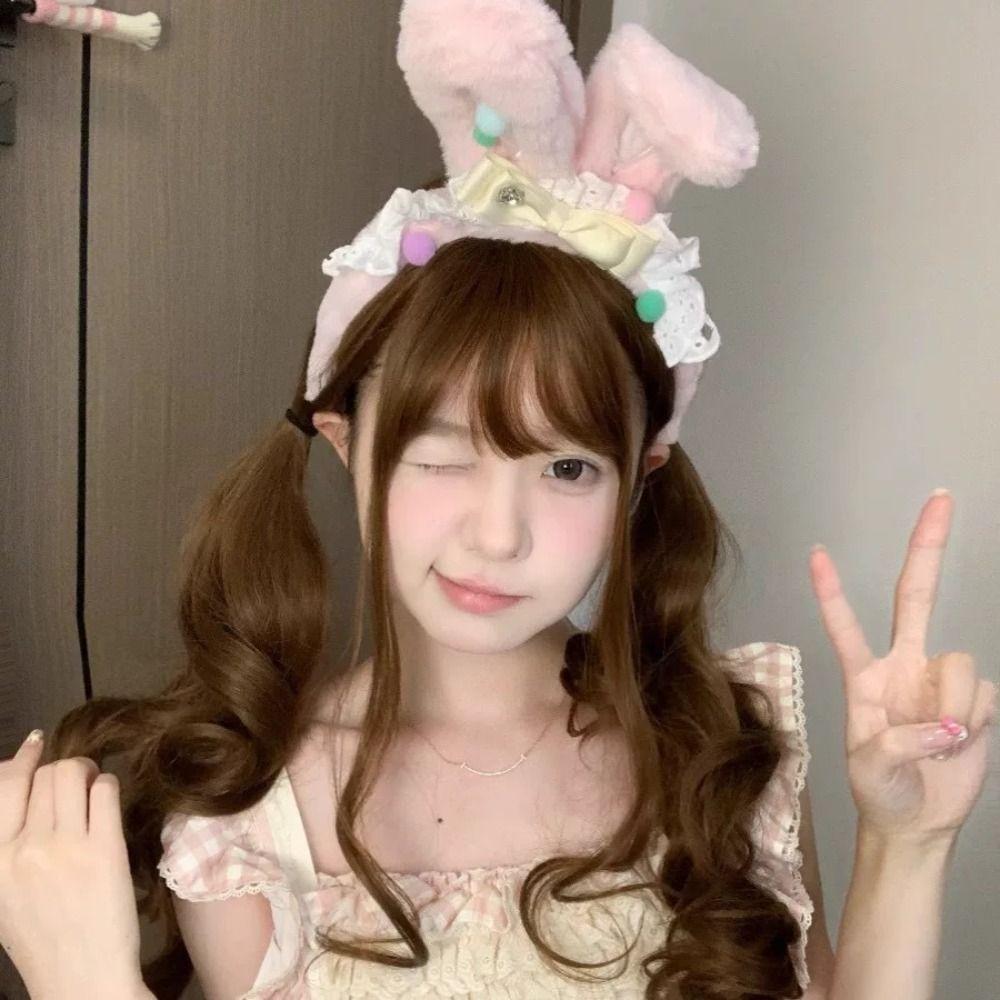 Нескользящая повязка на голову Клубничные кроличьи ушки Пучок для волос Милые аксессуары для волос Универсальная