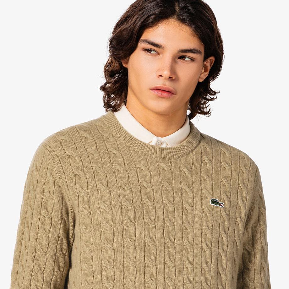 [lacoste] Men's Cable Crew Neck Pullover AH816E-55NTUY