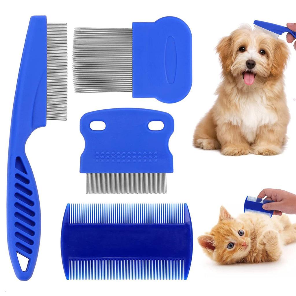 4pcs/set Flea Comb for Cat Dogs Comfort Flea Hair Grooming Tools Deworming Brush Short Long Pets Hair Fur Remove