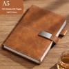 A5 Thickened Business Leather Buckle Notepad, Student Study Notebook, Work Meeting Record Book, Diary, 100 Sheets 200 Pages