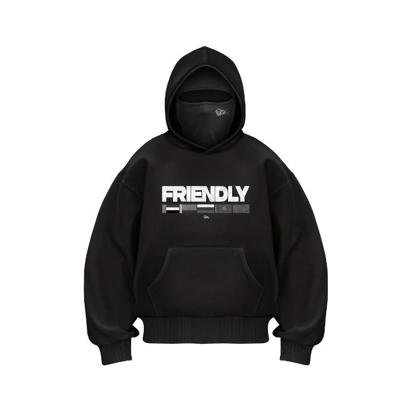 Y2K Двойная шапка ветрозащитная с открытыми глазами и буквенным принтом повседневная модная свободная толстовка с капюшоном для мужчин и женщин