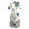 Женское повседневное модное свободное платье большого размера с цветочным принтом и круглым вырезом, рукавами три четверти, карманами и бретелями
