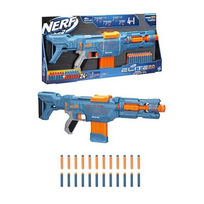 Hasbro Nerf Elite 2.0 Echo CS-10 Ручной бластер, Быстрая стрельба, Возраст 8+, Включает 24 официальные дротика + магазин на 10 дротиков, Съемный приклад и ствол, Для улицы