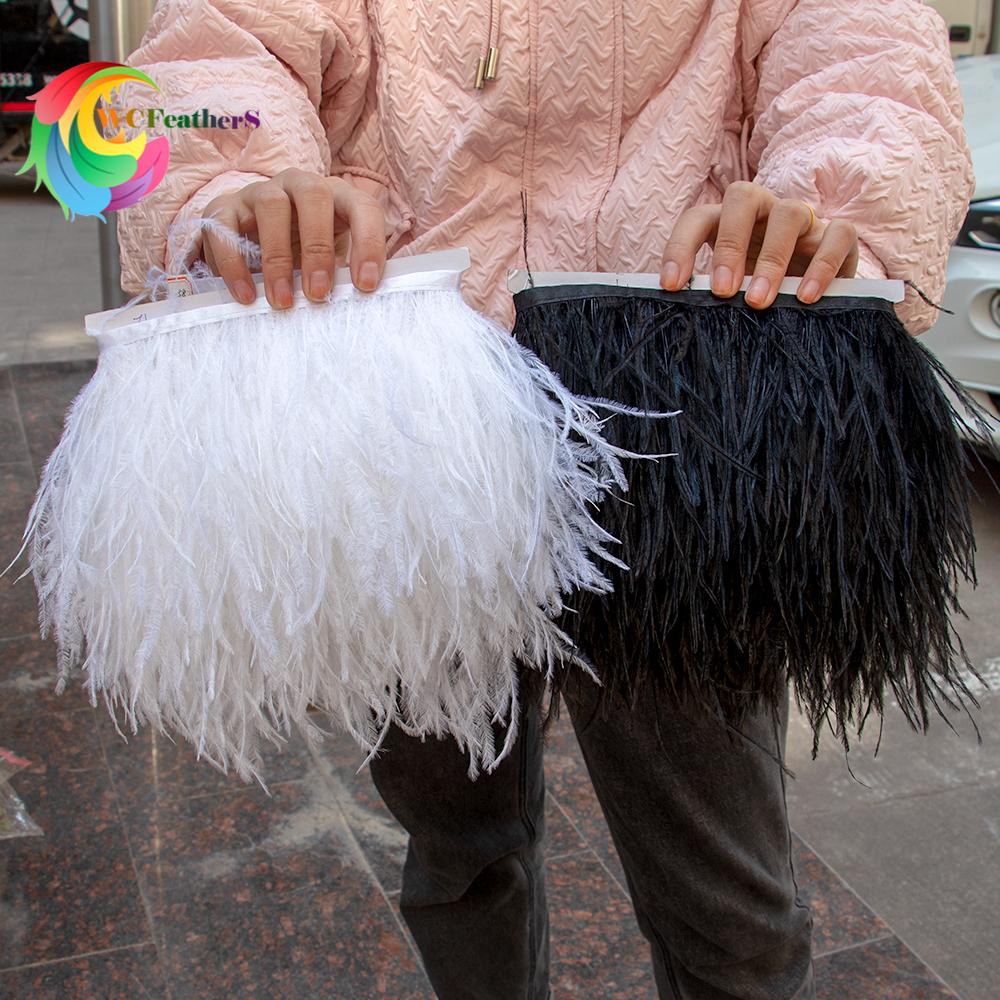 Feather1M 5M 10M 8-10см Черно-белые Страусиные Перья Тесьма Лента Многоцветные Перья для Шитья Перьевых Поделок Украшения Платья Одежды