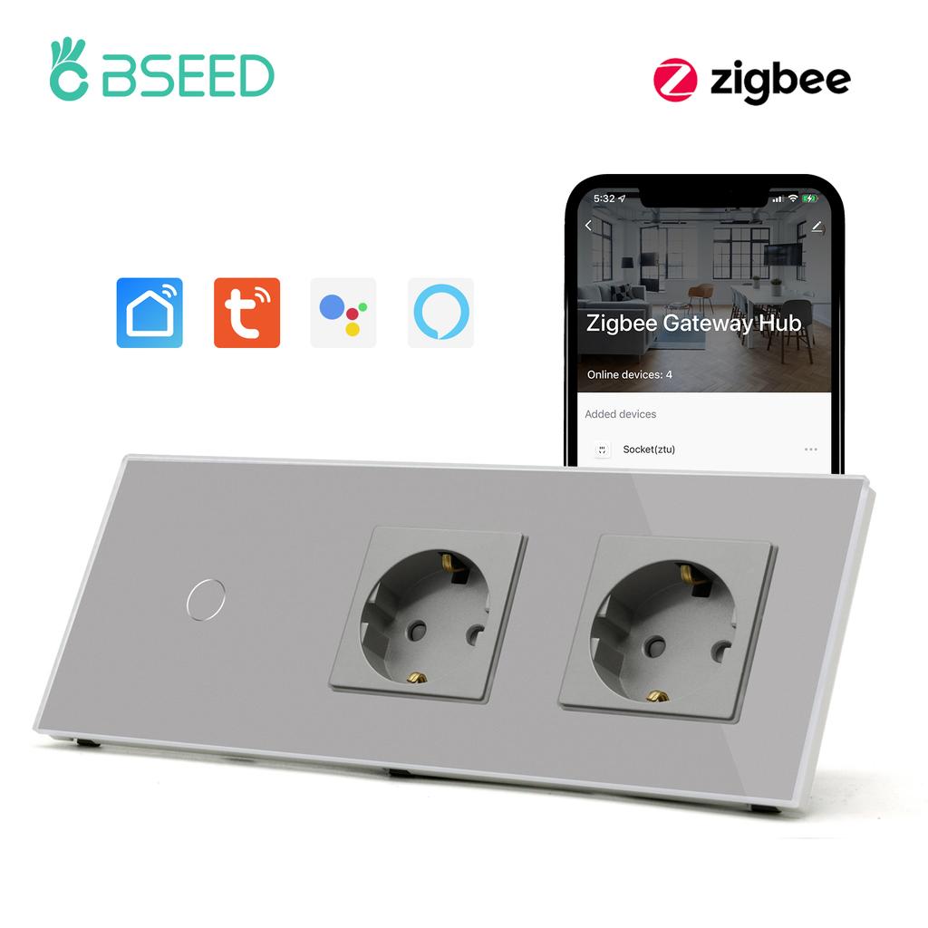BSEED Zigbee 1/2/3-клавишный сенсорный выключатель света 1/2/3-ходовые сенсорные переключатели с USB-розетками Type-c европейского типа Управление через Tuya Smart Life Alexa