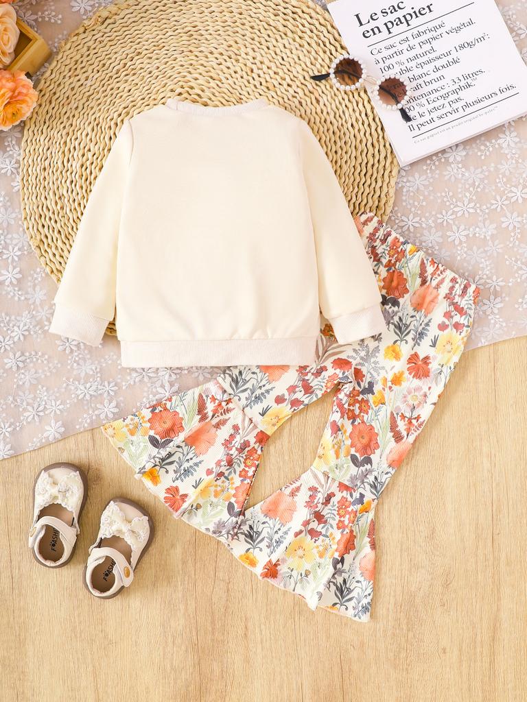 Girls Outfit Printed Long Sleeve Tops And Pants Children' Clothing Sets