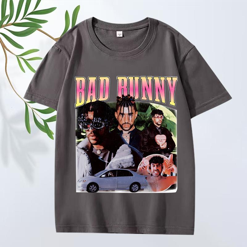 Классическая футболка Bad Bunny 2025 Новая Унисекс s Женская Оверсайз 100% Хлопок Уличный Стиль Короткий Рукав Летний Принт Графика Унисекс Топы
