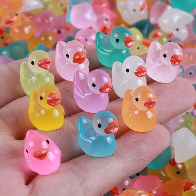 50 шт. случайных миниатюрных фигурок из смолы в виде уток, украшения, крошечные милые светящиеся утки, садовые ландшафтные растения, поделки, декор