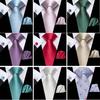20 Colors Mens Solid Necktie Handkerchief Cufflinks Set for Party Wedding Red Blue Gold Tie