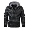 New Leather Jacket Men's Autumn and Winter Casual Hooded Removable Fashionable Leather Jacket