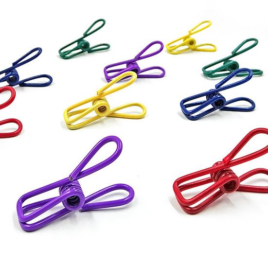 30Pcs Colorful Metal Clips Rust-Proof Corrosion Resistant Non-Slip Reusable Multi-Colored PVC Coated High Elastic Strength Photo Display Clips